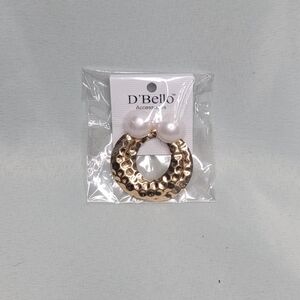 Gold and White Hoop Earrings